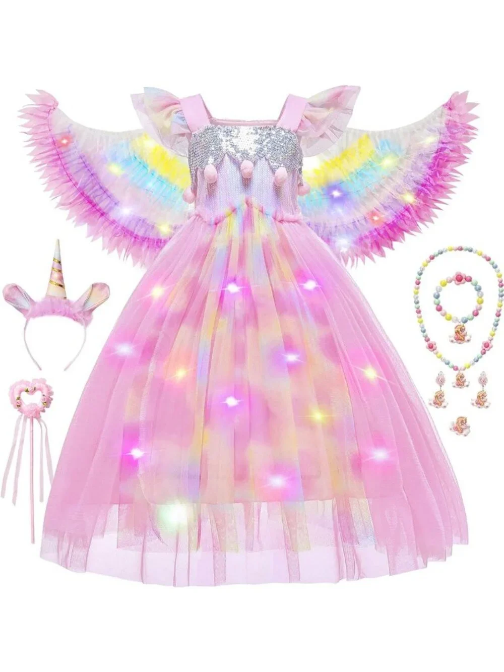 Light Up Unicorn Dress for Girls - Toddler Princess Costume, Halloween